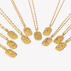 Zodiac Tag Pendant Necklace — 18K Gold Embossed Star Sign