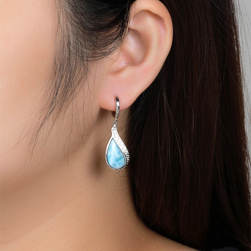 Larimar Teardrop Earrings, Pavé Accent