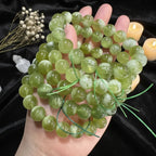 Natural Xiuyu Jade Round Bead Bracelet | Green Nephrite