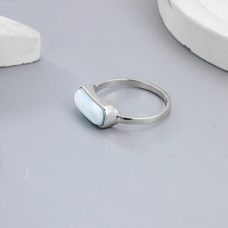 Larimar Bar Ring in 925 Sterling Silver