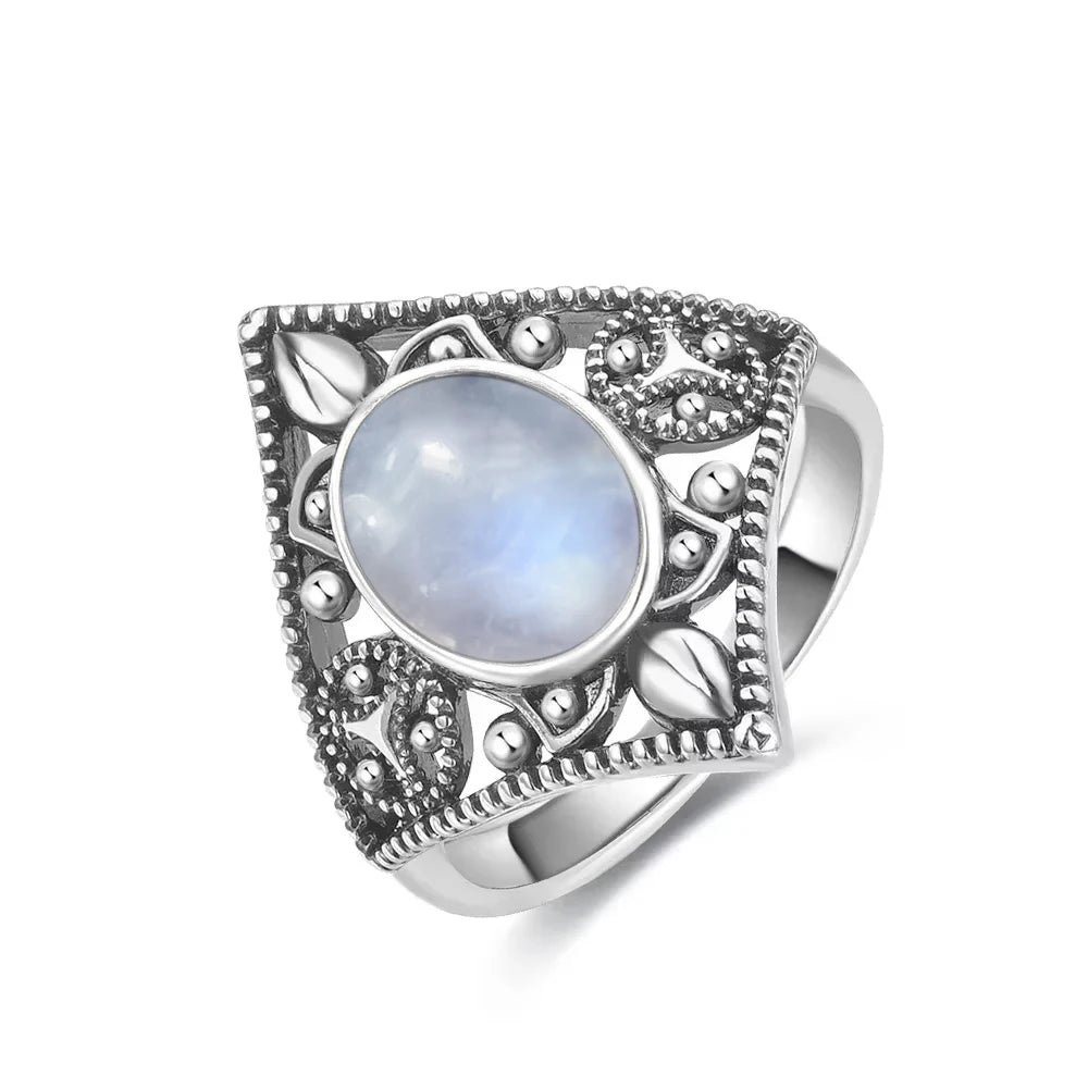 Moonstone 925 Silver Ring | Natural Gemstone Ring