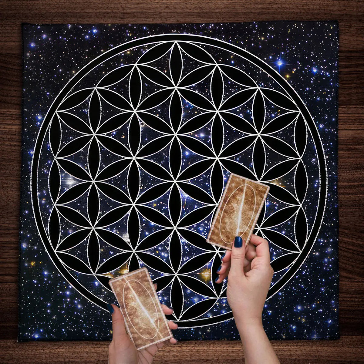 Mandala Flower of Life Altar Cloth — Sacred Geometry Tarot Mat