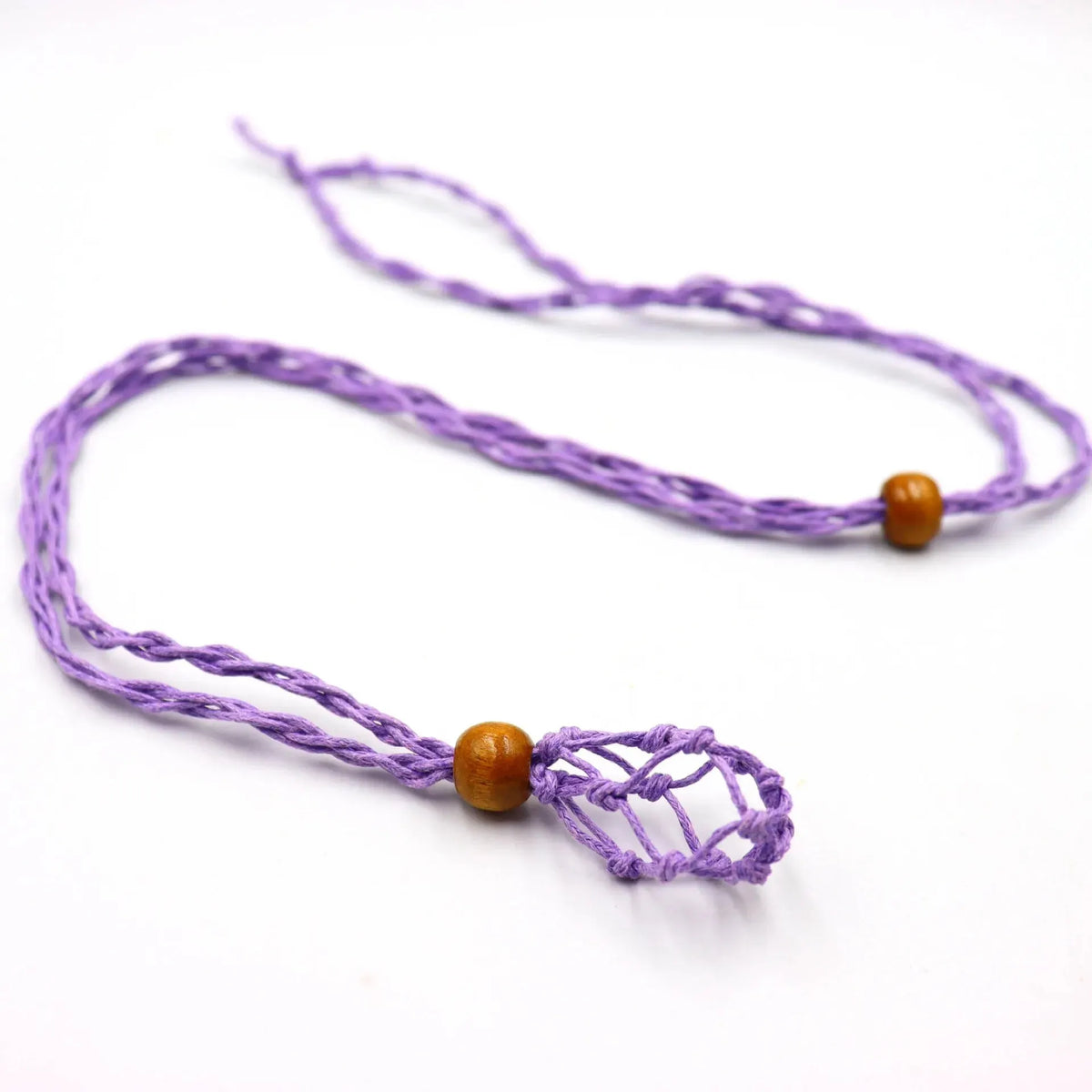 Macramé Mesh Pocket Crystal Necklace Cord | Adjustable Braided Pendant Holder