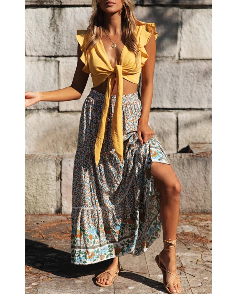 Boho Floral Maxi Skirt