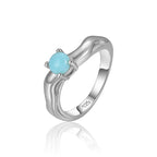Larimar Molten Band Solitaire Ring in 925 Sterling Silver