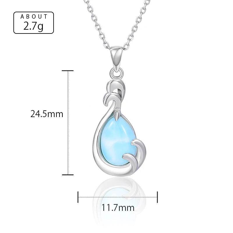 Larimar Teardrop Pendant Necklace, Dolphin Swirl