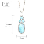 Larimar Layered Geometric Pendant Necklace in 925 Sterling Silver