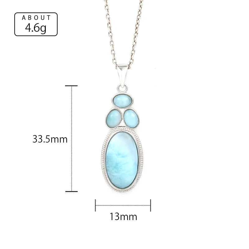 Larimar Layered Geometric Pendant Necklace in 925 Sterling Silver