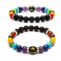 7 Chakra Bracelet Set | Natural Lava Stone | Set of 2 with Chakra Meaning Card