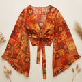 Sunset Floral Tie-Front Kimono Top