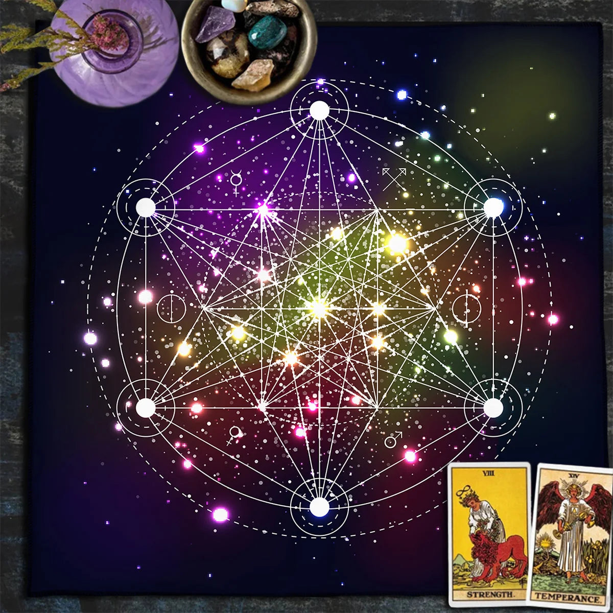 Mandala Flower of Life Altar Cloth — Sacred Geometry Tarot Mat