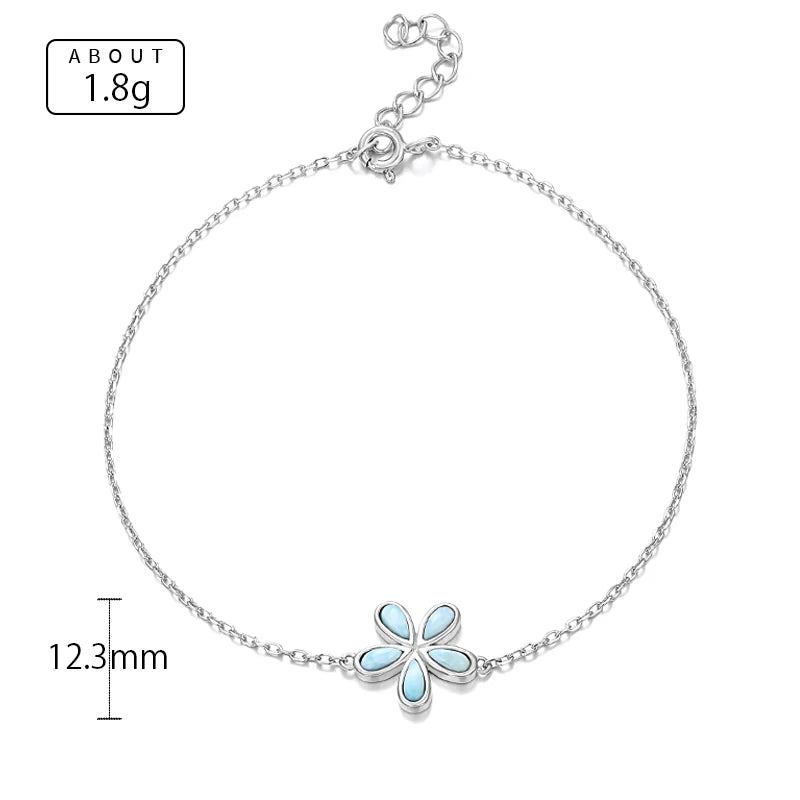 Larimar Floral Bracelet in 925 Sterling Silver