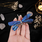 Blue Aura Crystal Dragonfly Figurine | Natural Crystal Decor