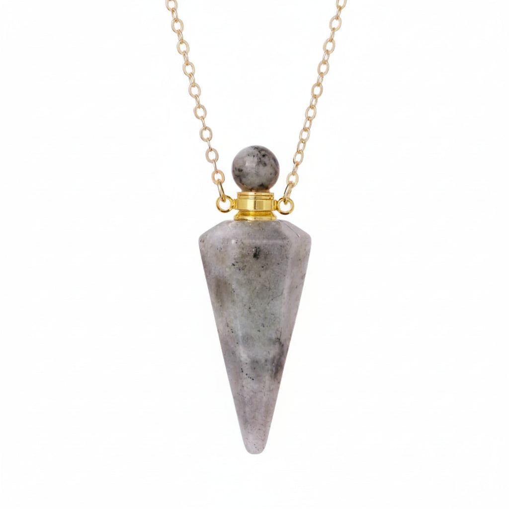 Crystal Essential Oil Diffuser Necklace — Natural Gemstone Healing Pendant
