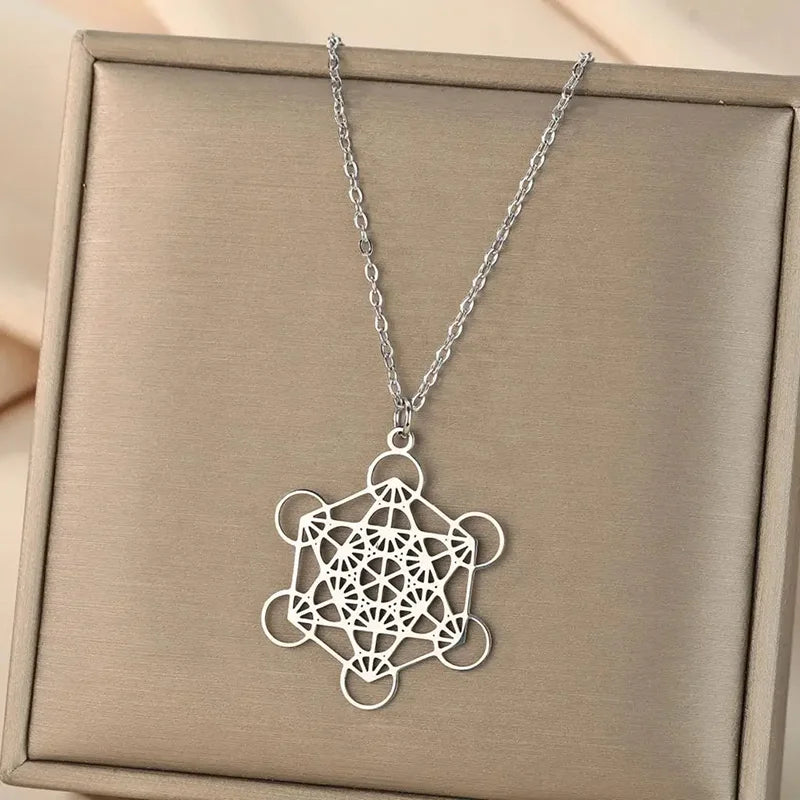 Metatron's Cube & Seed of Life Pendant Necklace | Sacred Geometry | Silver or Gold