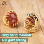 18K Gold-Plated Natural Gemstone Statement Ring – Healing Crystal Jewelry