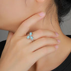 Larimar Three-Petal Clover Ring