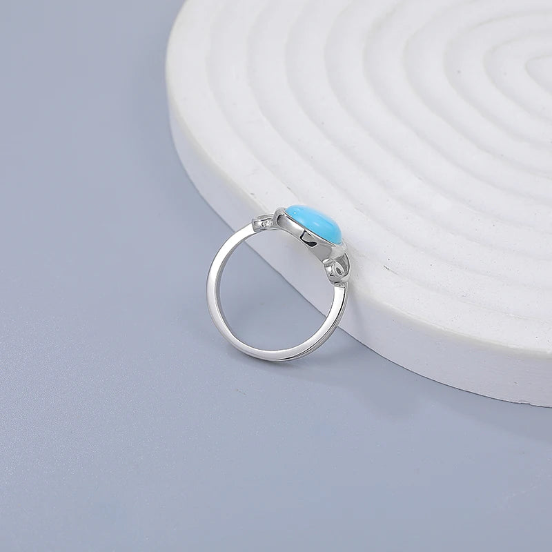 Larimar Teardrop Ring in 925 Sterling Silver