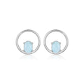 Larimar Open Circle Stud Earrings, 925 Sterling Silver