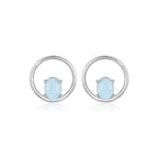 Larimar Open Circle Stud Earrings, 925 Sterling Silver
