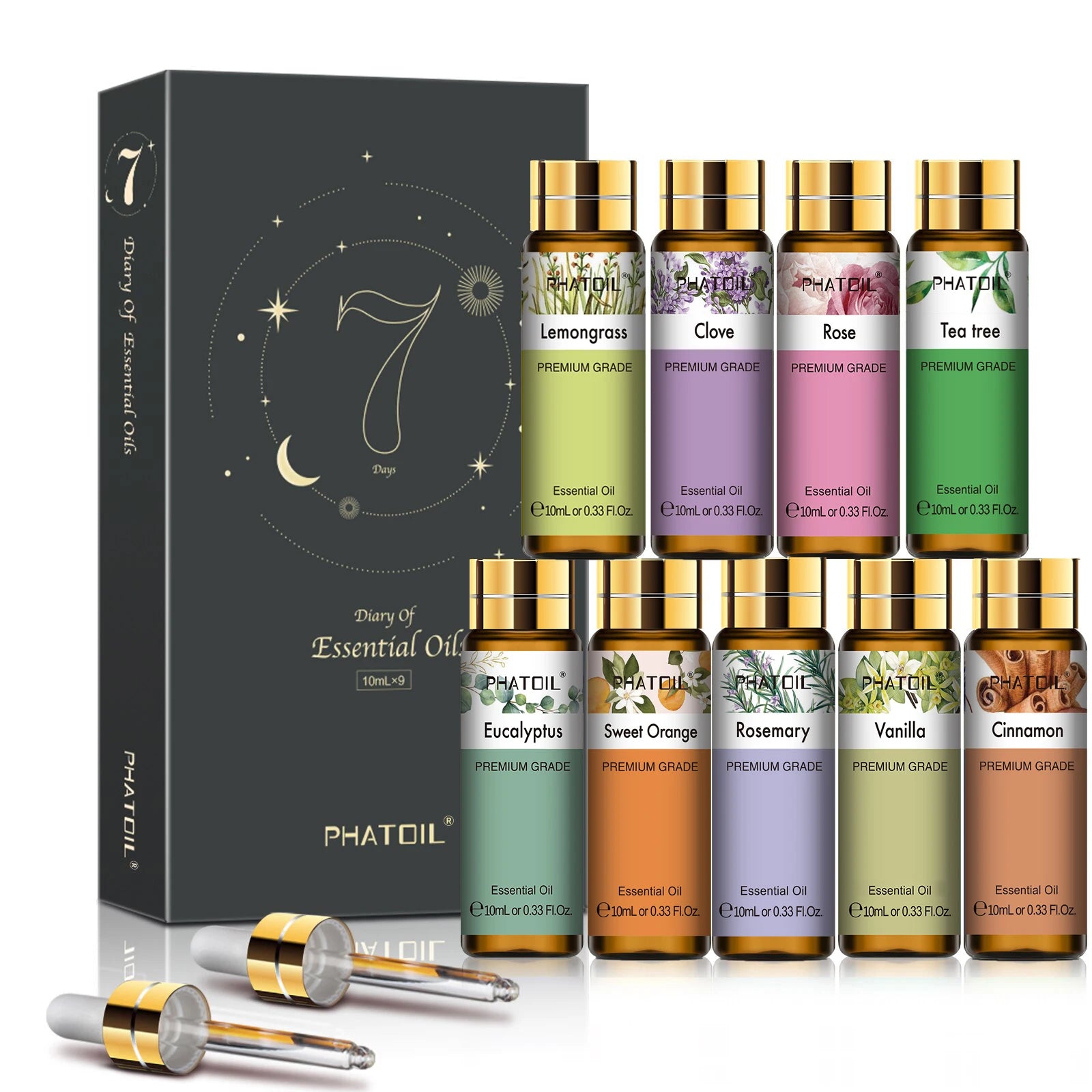 Pure Essential Oil Set — Singles & 9-Piece Gift Sets | Aromatherapy, Diffuser & Candle Making