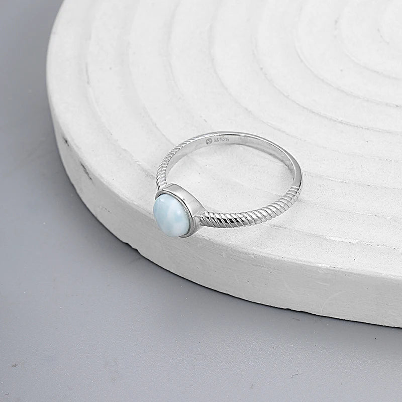 Larimar Round Ring, Rope Texture Band