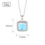 Larimar Rectangular Silver Pendant Necklace