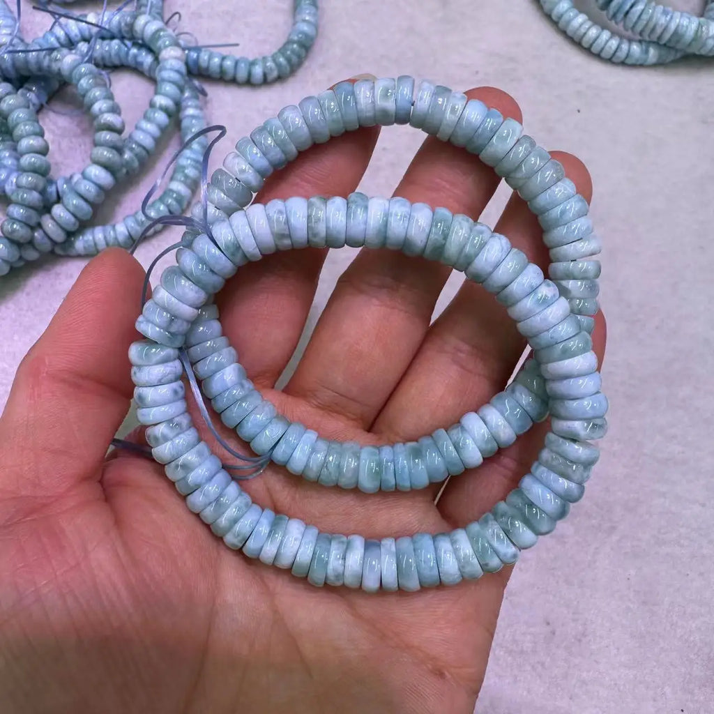 Natural Dominican Blue Larimar Faceted Rondelle Bracelet