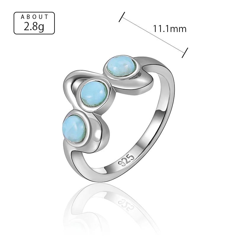 Larimar Cluster 925 Sterling Silver Ring