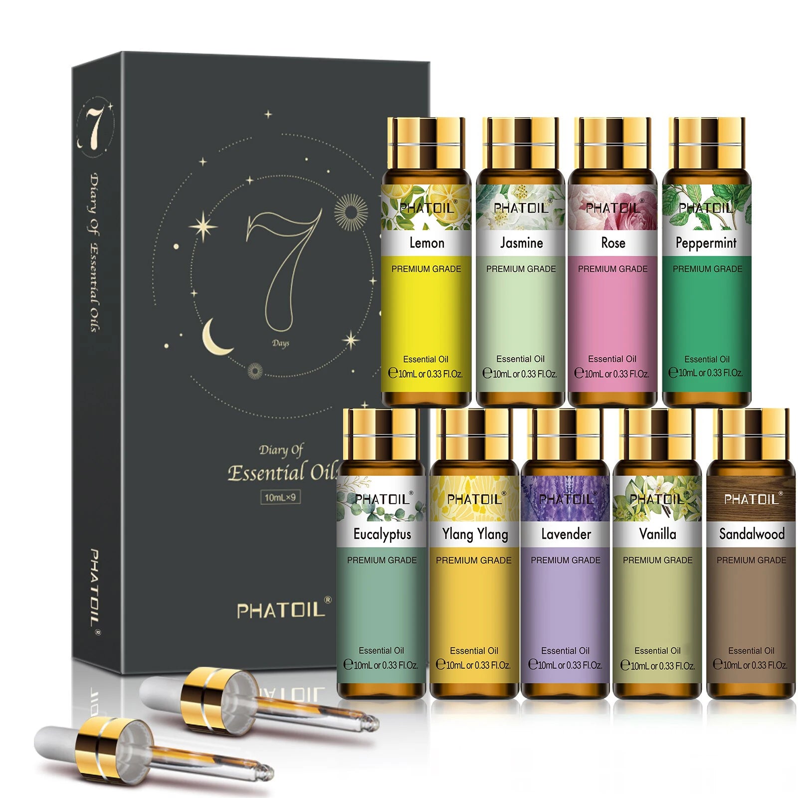 Pure Essential Oil Set — Singles & 9-Piece Gift Sets | Aromatherapy, Diffuser & Candle Making