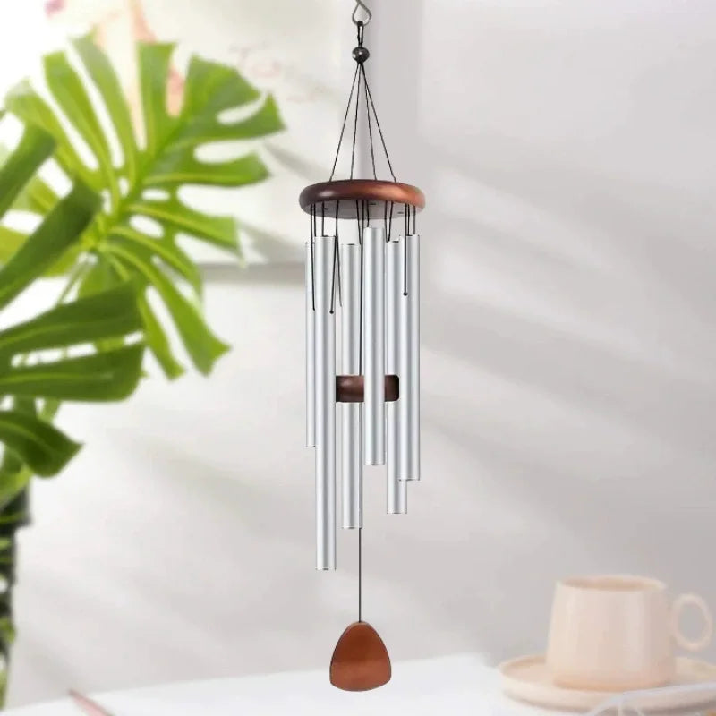 Retro Wind Chime | Aluminum Tube Outdoor Chime in Gold, Silver & Black