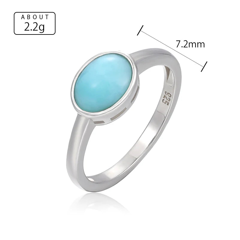 Larimar Rectangular Bezel Ring in 925 Sterling Silver
