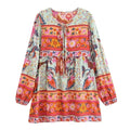 Floral Lantern Sleeve Boho Mini Dress