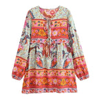 Floral Lantern Sleeve Boho Mini Dress