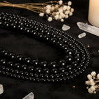 Black Obsidian Round Beads — Natural Stone for Jewelry Making