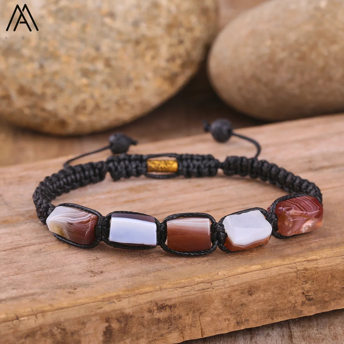 Natural Gemstone Knotted Woven Bracelet – Handmade Healing Crystal Jewelry