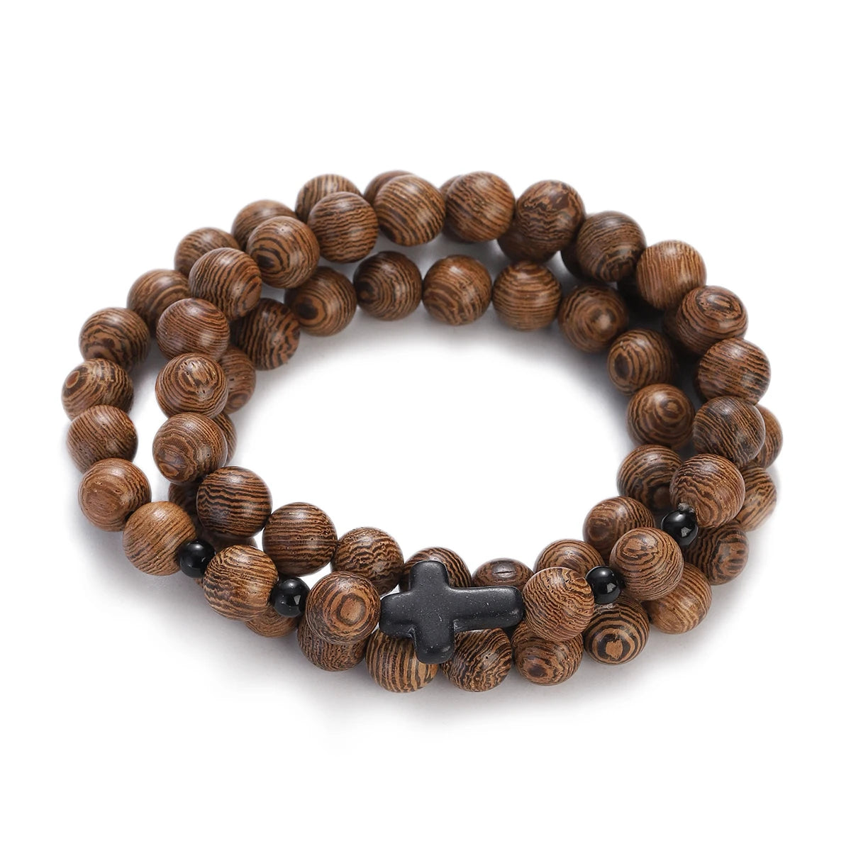 Wood Bead Buddha Om Lotus Charm Bracelet | Tibetan Mala Yoga Bracelet