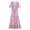 Wild Floral V-Neck Boho Maxi Dress
