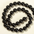 Black Obsidian Round Beads — Natural Stone for Jewelry Making