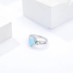 Larimar Pear Ring with Scrolled Silver Flourish