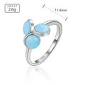 Larimar Three Stone Cluster Ring in 925 Sterling Silver
