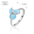 Larimar Three Stone Cluster Ring in 925 Sterling Silver