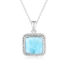 Larimar Rectangular Silver Pendant Necklace