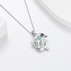 Larimar Dolphin Pendant Necklace, 925 Sterling Silver