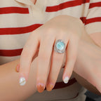 Larimar Bezel Ring, Retro 925 Sterling Silver
