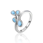 Larimar Branch Ring, Open Silver Band