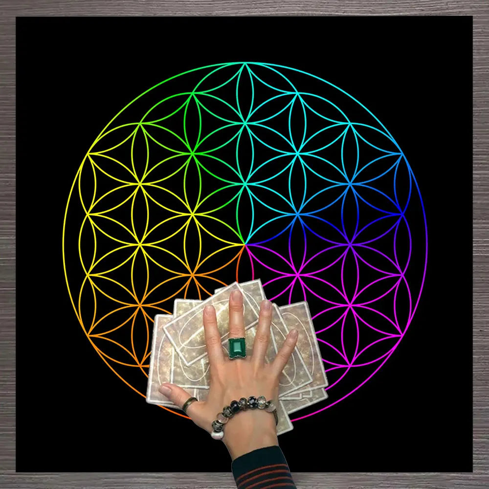 Mandala Flower of Life Altar Cloth — Sacred Geometry Tarot Mat