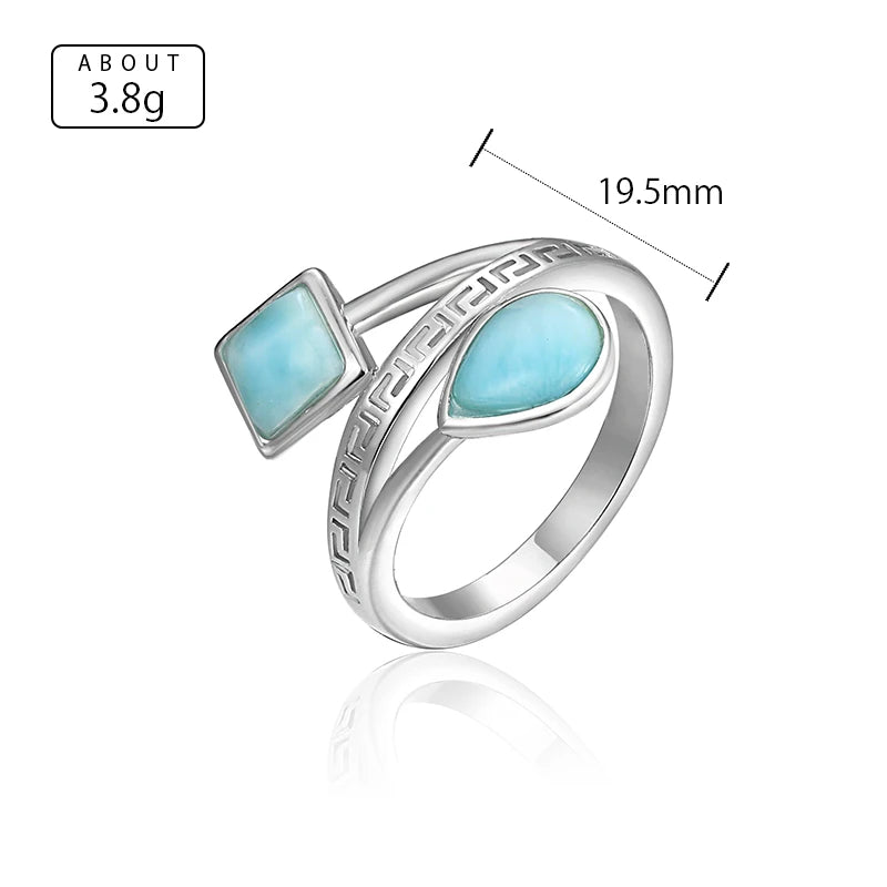 Larimar Dual-Stone Ring, Asymmetric Band