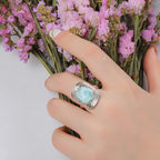 Larimar Filigree Statement Ring in 925 Sterling Silver