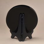 Black Obsidian Divination Mirror — 15cm Round Scrying Mirror with Stand